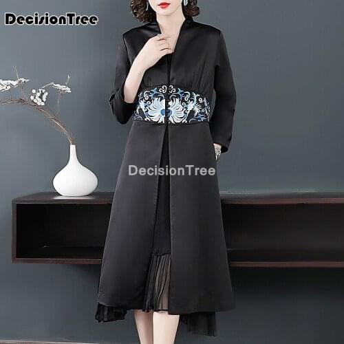 2021 chinese dress cheongsam long full sleeve elegant tang robe solid satin qipao dress women party cheongsam dress gown