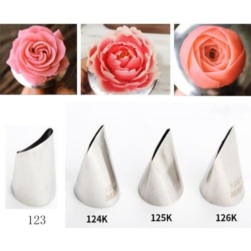 4PCS /1PCS #123 #124K #125K #126K Piping Nozzle For Creating Rose Petal Shape Decorating Icing Tip Baking &Pastry Tools Bakeware