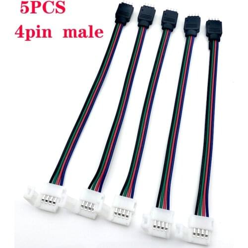 5pcs 4pin 5pin 10mm 12mm LED Strip Connector Clip Female Connector Cable 15cm Wire For 5050 RGB RGBW RGBWW LED Strip Light