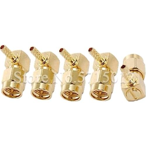 5PCS SMA Male Head Connect RG316 RG174 Cable RF Coaxial Connector SMA-JW1.5 Crimp Type 90 Degree Right Angle Adapter