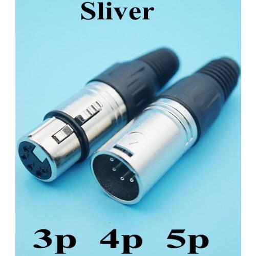 50pcs/lot 3/4/5 Pin XLR Jack Male/Female Adapter Audio Panel Mount Connector XLR Converter Adapter Jack Sliver