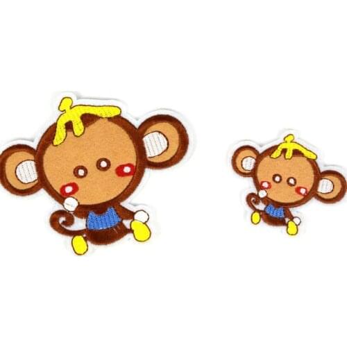 50pcs/Lot Big-eared Banana Monkey Embroidery Patches Letters Clothing Decoration Accessories Diy Iron Heat Transfer Applique