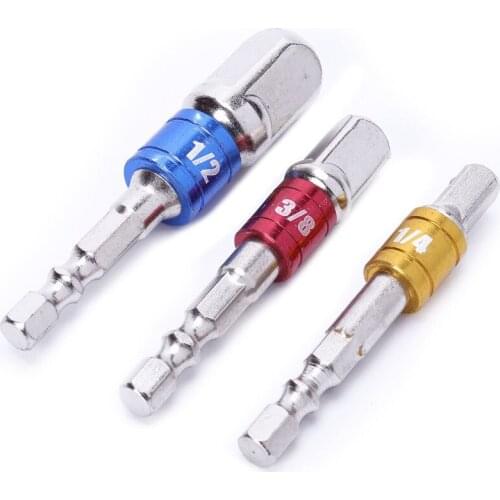 Power Hand Tools Sockets Adapter Hex Square Nuts Driver Drill Impact Socket Extension Bit Adapter Socket Wrench，1/4" 3/8" 1/2"