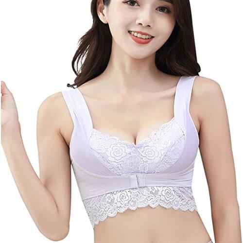 Seamless Underwear Backless Vest Sexy Panties Lingerie Front Buckle Sexy Gathe R Up Breast Milk Sleep Lace No Steel Ring Bra