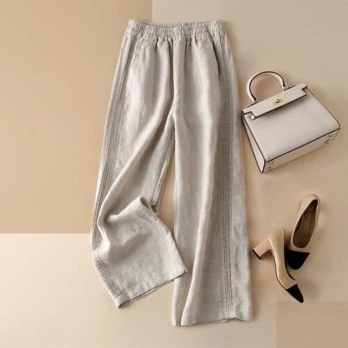Falling Feeling Cotton And Linen Wide-Leg Pants WomenS Loose And Thin High-Waist Thin Straight-Leg Casual Pants Summer