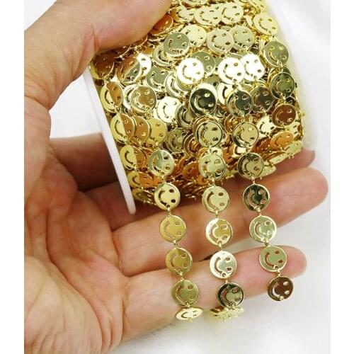 5 Meter Zirconia Face chain Gold Smile face Chain Necklace Jewelry Accessories Jewelry Necklace Gift 8492