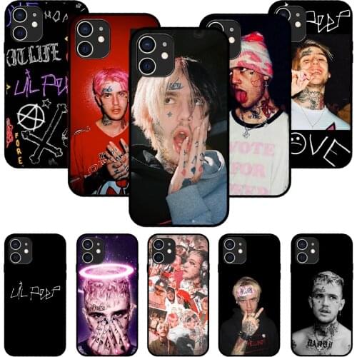 For iPhone 11 12 8 Plus Mini Pro X XR XS Max 4 5 7 6 6S 8 SE Phone Case Black Cover Back Art Waterproof Fashion LIL PEEP