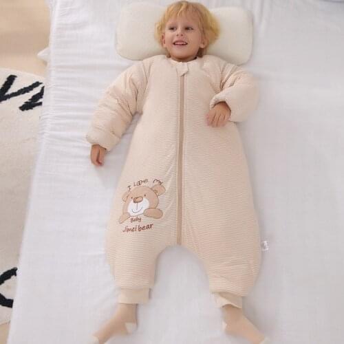 Children Sleeping Bags Autumn Winter Cotton Thicken Baby Infants Toddler Split-leg Detachable Sleeve Sleep Sack Bedding Blanket