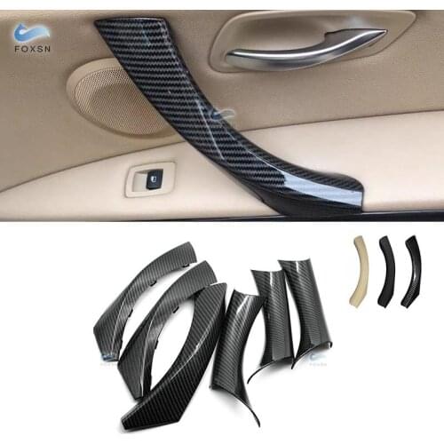 For BMW 3 Series E90 E91 E92 316 318 320 325 328i 2004-12 Carbon Texture Car Interior Door Armrest Handle Pull Frame Cover Trim
