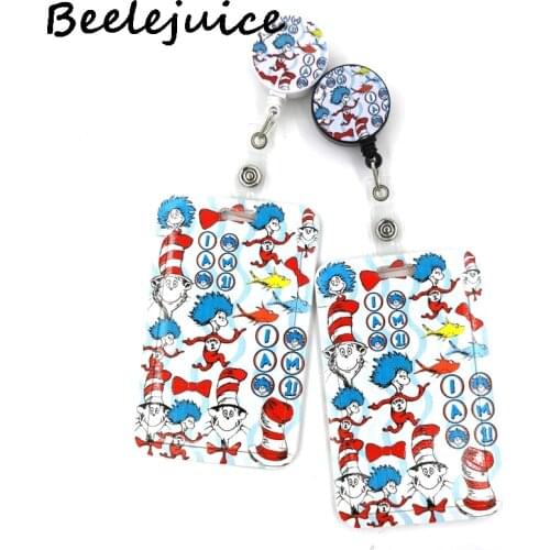 Dr seuss Merry Christmas Cat Name Card Holder Bags Women Men Business Lanyard Badge Card Case Women Card Cover Student ID Cards
