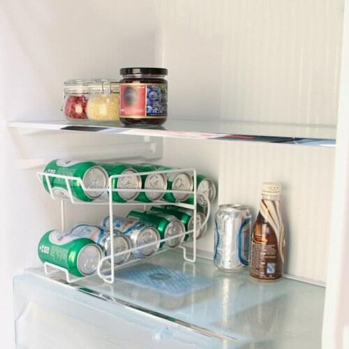 Double-layer Refrigerator Beverage Storage Shelf Roll Design Can Beer Iron Rack Cola Beer Holder Soda Dispenser Kitchen Organize