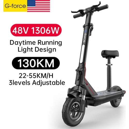 G-force 48V 1306W Electric Scooter 130KM Long Distance Powerful Foldable E Scooter with Seat 14inch Fat Tire Electric Skateboard