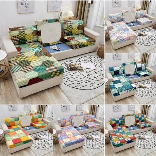 Geometric Sofa Seat Cushion Covers for Living Room Plaid Elastic Sofa Furniture Protector Couch Cover Stretch Slipcovers