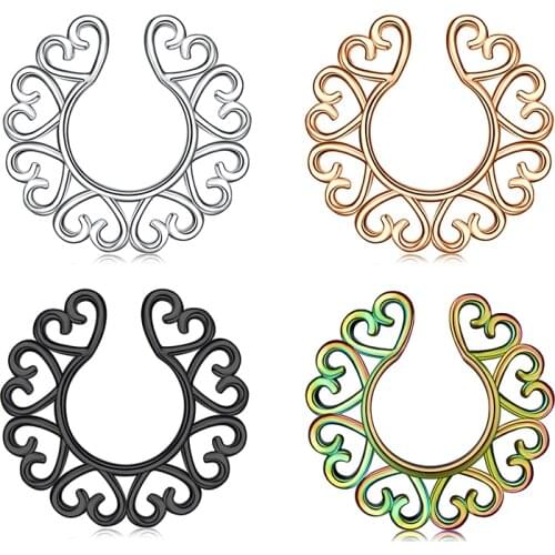 Fake Nipplerings Piercings Clip On Nipple Rings Stainless Steel Faux Nipple Jewelry