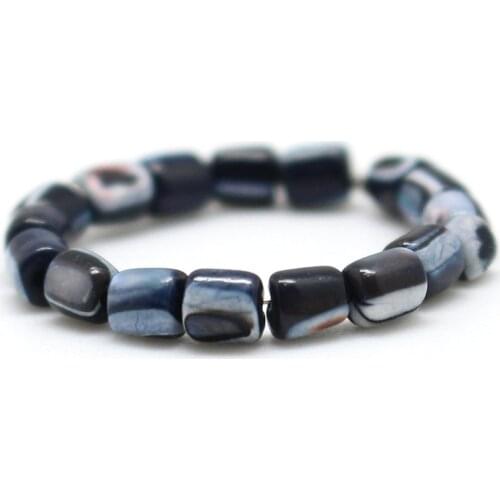 Bohemia Natural Shell Rings for Women with Stainless Steel Bead Elastic Rope Chain Handmade Fashion Jewelry Rings Gift Wholesale