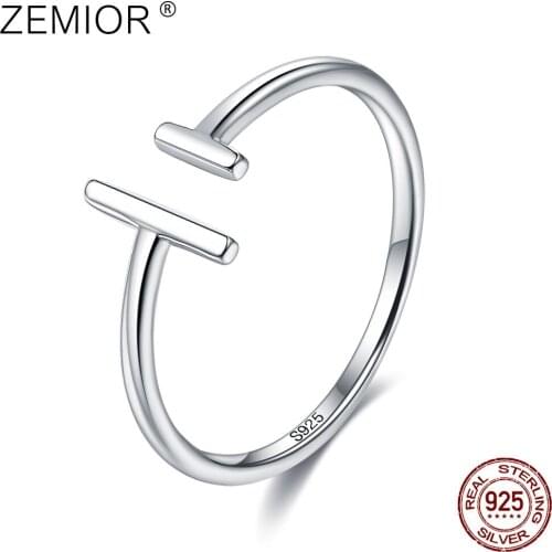ZEMIOR Minimalist Rings For Women Authentic 925 Sterling Silver Open Adjustable Finger Rings Handmade Female Anniversary Jewelry