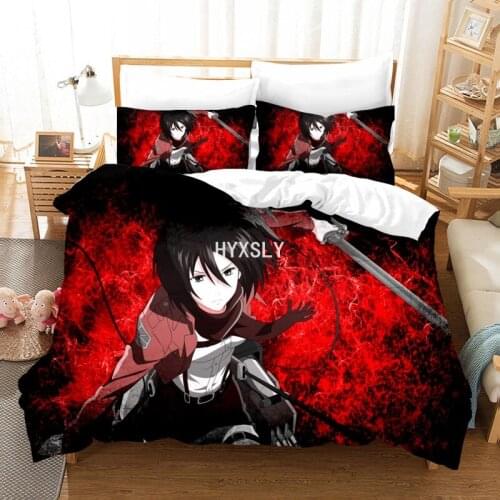 Attack on Titan 3D Anime Printed Comforter Bedding Set Duvet Cover Sets Pillowcases Bedclothes Bed Linen Queen King Single Size