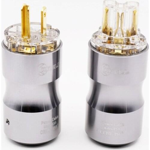 Krell 24k Gold Plated US Power Plug Connector US Mains Power Cord Plug+IEC Female Connector