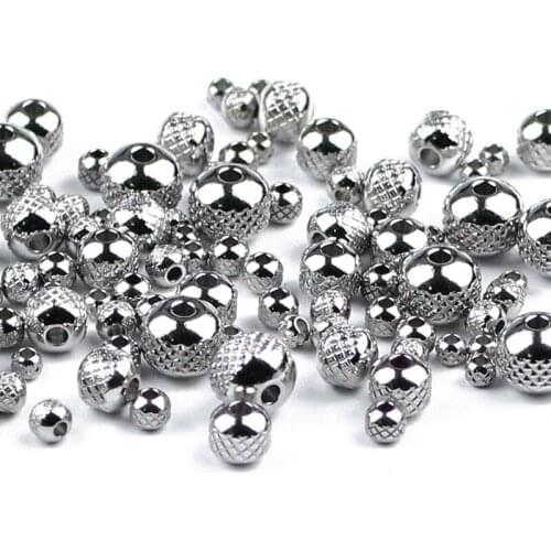 Tire shape Stainless steel beads 3 4 6 8mm 30pcs~200pcs Round Metal Spacer Loose Beads for Jewelry Making Bracelet DIY Findings