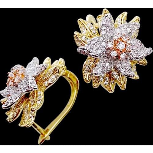 Lanyika Fashion Jewelry Distinctive five-pointed Ear Loops Micro Plated Banquet Wedding Earrings Romantic Bridal Daily Best Gift