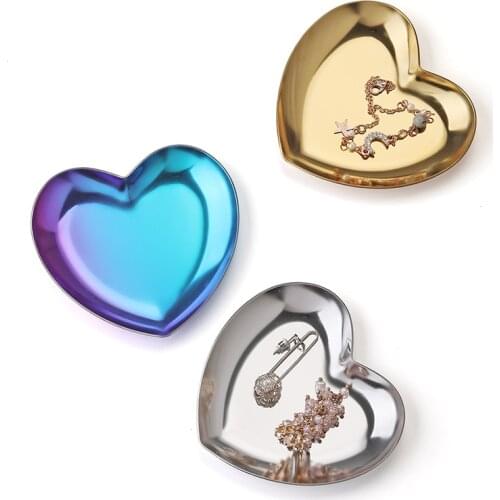 Metal Heart-shaped Jewelry Display Plate Necklace Ring Earrings Display Tray Jewelry Holder Organizer Decoration Jewelry DIY