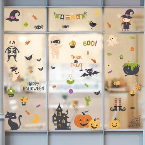 Cartoon Cute Children Halloween Party Atmosphere Wallpaper Window Glass Sticker Wall Sticker Self-Adhesive