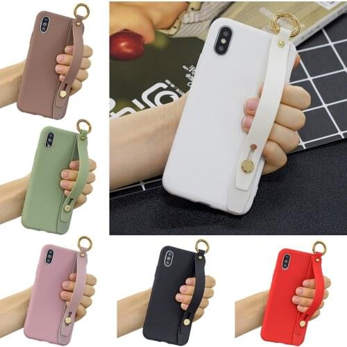 Soft TPU Case For iphone XR X Xs max Wrist Strap Cases For iphone 7 8 6 6s plus 5 5S SE Candy Color Silicone Phone Holder Cover
