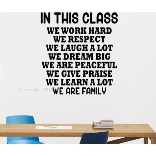 In This Class Wall Decal Classroom Rules Sign Vinyl Sticker Education Quote School Decor Gift Class Wall Art Poster Y258