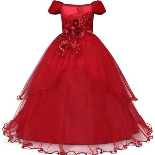 Winter Christmas Party Elegant Dress Evening Ball Gown Kids Princess First Communion Dress Teenager Dress New Year Girls Costume