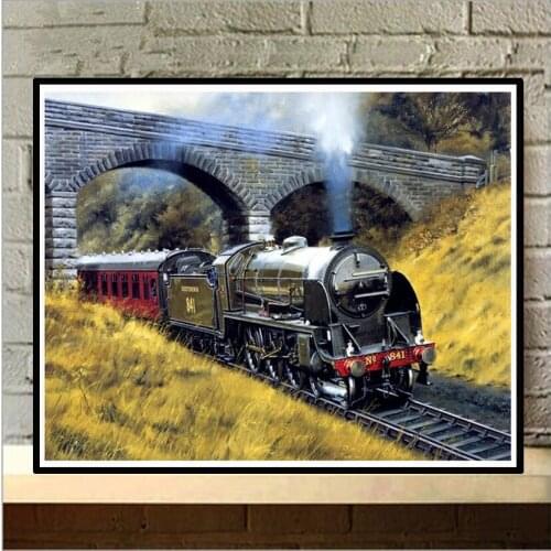 NEW Decorative diy Daimond painting Train cross the bridge picture diamond embroidery mosaic Crafts Home decoration craft WG146