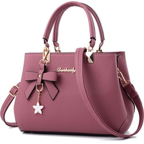 New 2019 Elegant Shoulder Bag Women Designer Luxury Handbags Women Bags Plum Bow Sweet Messenger Crossbody Bag