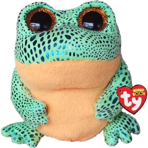 New Ty Beanie Boos Big Eyes 6" 15 cm Green Frog Soft Plush Toy Bedroom Decor Cute Animal Baby Doll Christmas Boy and Girl Gift