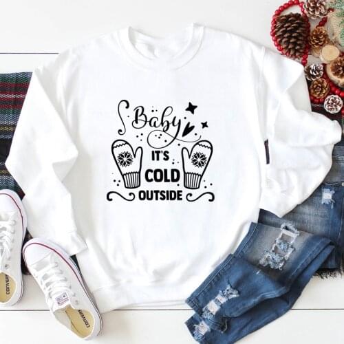 New Arrival Baby Its Cold Outside Sweatshirt Cute Winter Long Sleeve Christmas Gift Sweatshirts Funny Women Holiday Pullovers