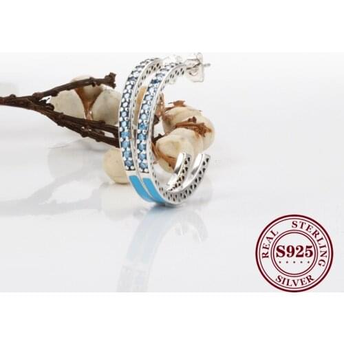 Bewill Valentine Original 925 Silver Epoxy Earrings Color Enamel Earrings Hot Heart-shaped Fashion Shiny Heart Diamond