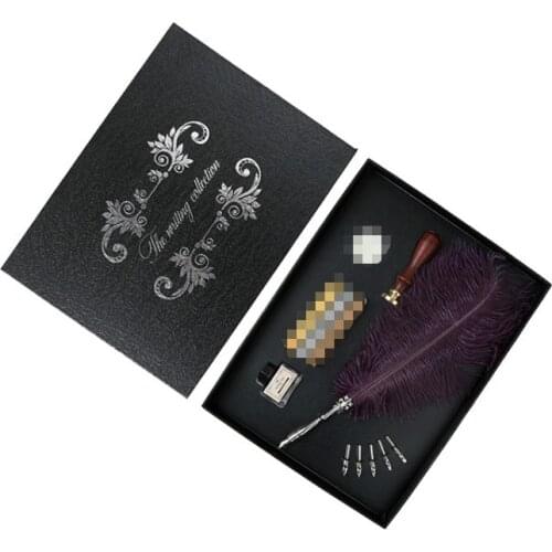 1 Set Ink Set Wedding Attendance Only Pen Signing Pen Wedding Gift Box Business Gift Dipped In Water Fountain Pen Feather Pen