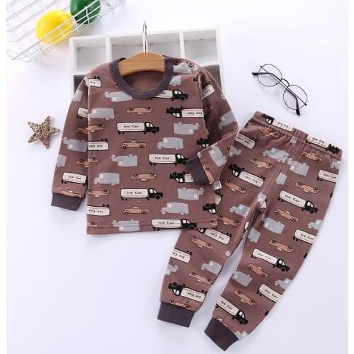 Newborn Kids Boys Girls Pajama Sets Cartoon Casual Long Sleeve Cute T-Shirt Tops with Pants Toddler Baby Autumn Sleeping Clothes