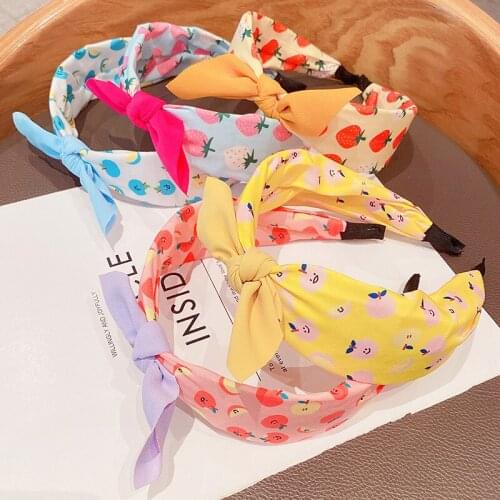 Floral Fruit Printed Headbands Girls Lovely Rabbit Ears Headdress Polka Dot Print Hair Hoop Sweet Hair Accessories