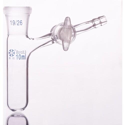Reaction tube with glass valve and standard ground mouth,Capacity 10ml and joint 19/26,High borosilicate glass