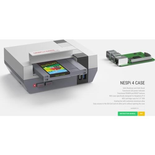 RETROFLAG Raspberry Pi 4 Case NESPi 4 CASE with SSD CASE, Cooling Fan, Adaptor & Heatsinks for Raspberry Pi 4 Model B