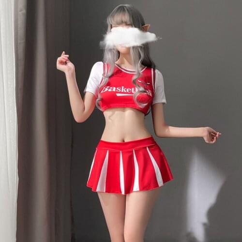 Sexy Erotic Cheerleader Cosplay Lingerie Basketball Football Baby Uniform Costume Babydoll Dress Lace Miniskirt Outfit For Women