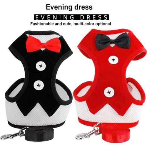 Dog Harness Vest Pet Leash Bowknot Chest Strap Adjustable Small Medium Breathable Pet Dog Harness Puppy Accessories
