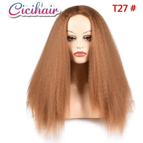 Synthetic Wigs Yaki Straight Hair Wig For Women Kinky Straight 24 inch Long BUG Afro Hair Wig Heat Resistant Fiber African Wig