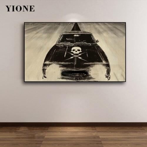 Dark Vintage Weird Skeleton Skull Grim Reaper Death Car Canvas Art Prints Classic Movie Poster Wall Picture Home Decor Painting