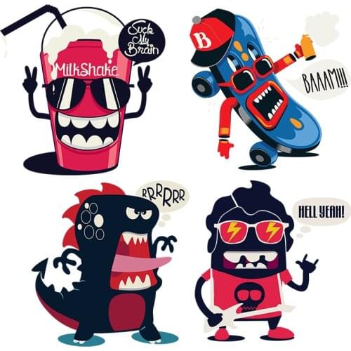 Three Ratels CC52 Cartoon Monster dinosaur graffiti drink funny sticker motor bike car hood gift laptop decoration decals