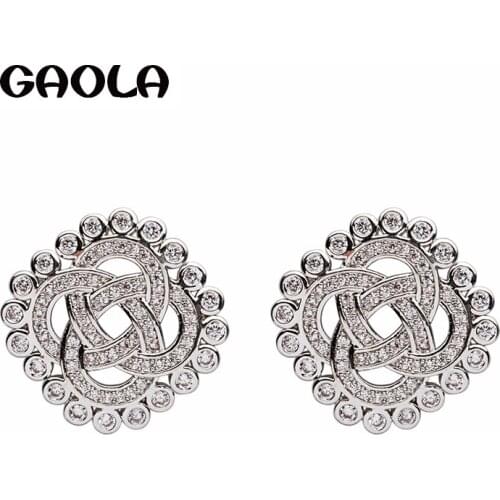 GAOLA Ladies Silver Color Big Austria Style AAA Cubic Zirconia Classic Stud Earrings Engagement Gift GLE6753Y