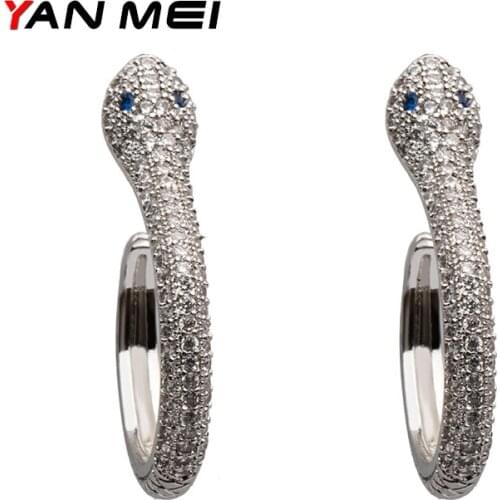YAN MEI Cut Snake Earring Silver Color Hoop Earrings Brand Jewelry Party Gift for Woman GLE6829Y