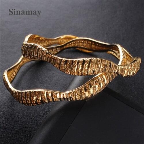 Gold Plated Color Dubai Bangle Women Indian Bangles Africa Jewelry Bangle&Bracelet Ethiopian Bride Wedding Accessories