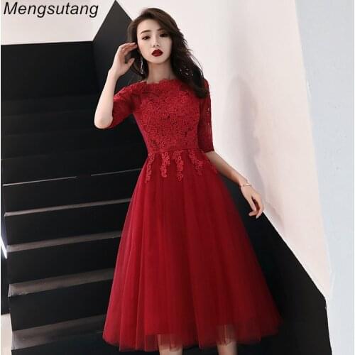 Robe de soiree 2021 Fashion Wine Red Slim Evening Dress Party A-line vestido de festa Formal Dress Special Occasion Prom Dresses