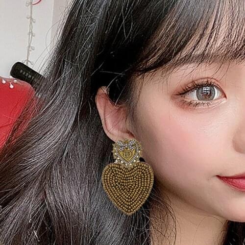 ZHINI Bohemia Gold Metal Heart Earrings for Women New Personality DIY Design Handmade Bedas Heart Dangle Earring Jewelry brincos