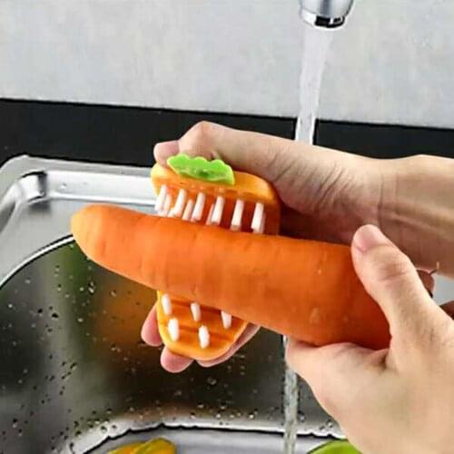 1pcs Colorful Carrot-shaped Cleaning Brush Fruit Vegetable Brush Easy Cleaning Brush for Potato Kitchen Home Gadgets